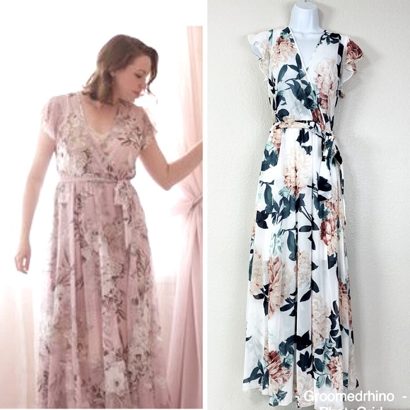 Kate and Lily Dresses & Skirts - Kate and Lily Floral Chiffon Flutter Sleeve Maxi Dress Size 14